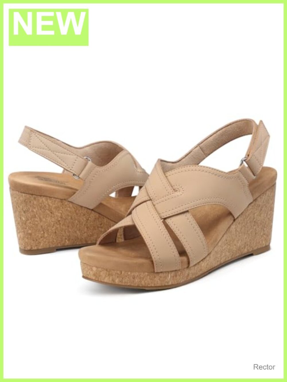 Womens Comfort Wedge Sandals with Arch Support Memory Foam Ankle Strap